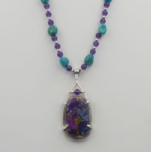 DKC-1076 Necklace, TQ, Copper, Amethyst $225 at Hunter Wolff Gallery